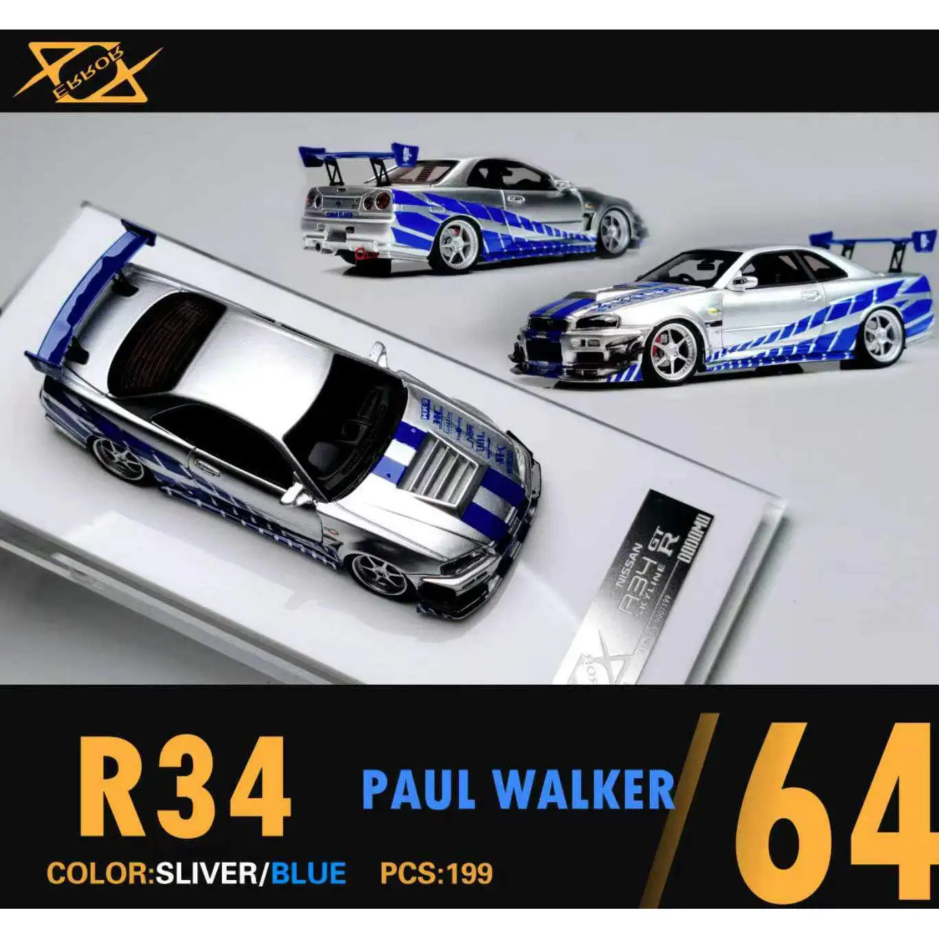 404 ERROR 1:64 Nissan GTR R34 die-cast realistic resin car model, boys' holiday gift toy collection decoration piece.
404 ERROR 1:64 Nissan GTR R34 die-cast realistic resin car model, boys' holiday gift toy collection decoration piece.