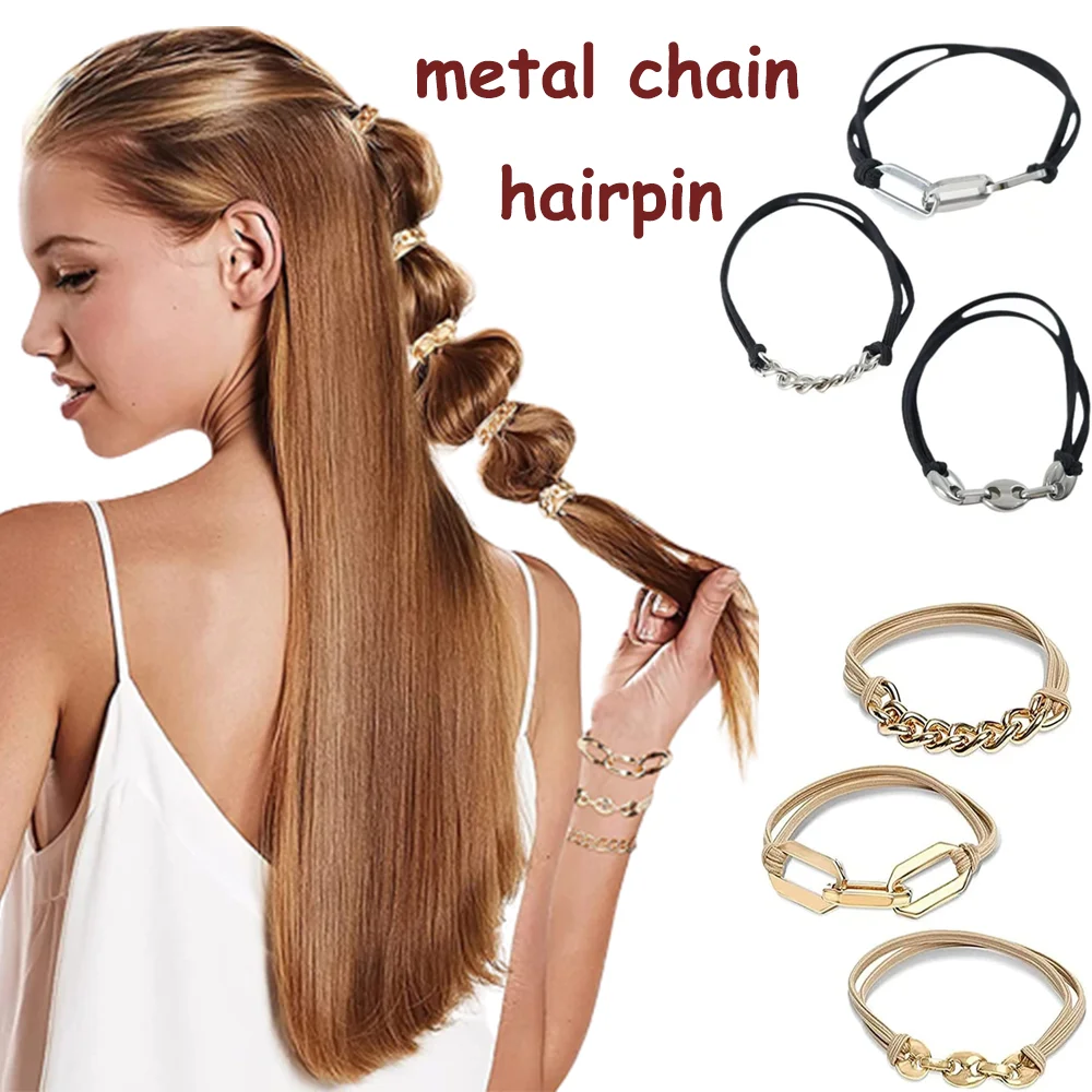 Punk Alloy Chain Hair Accessories Women Girls Metal Circle Elastic Hair Band Vintage Chain Ponytail Hair Rope Scrunchy
Punk Alloy Chain Hair Accessories Women Girls Metal Circle Elastic Hair Band Vintage Chain Ponytail Hair Rope Scrunchy