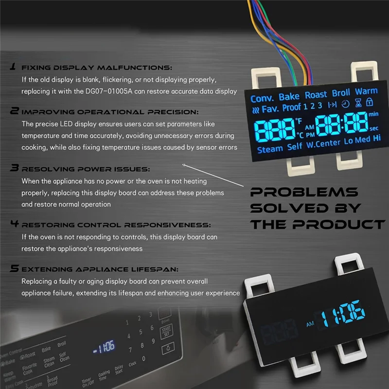 Импеция! DG07-01005A Плата светодиодного дисплея диапазона подходит для электрической плиты Samsung-духовка/печь подходит для модели NE59R6631SS NE59N6630SS
Импеция! DG07-01005A Плата светодиодного дисплея диапазона подходит для электрической плиты Samsung-духовка/печь подходит для модели NE59R6631SS NE59N6630SS