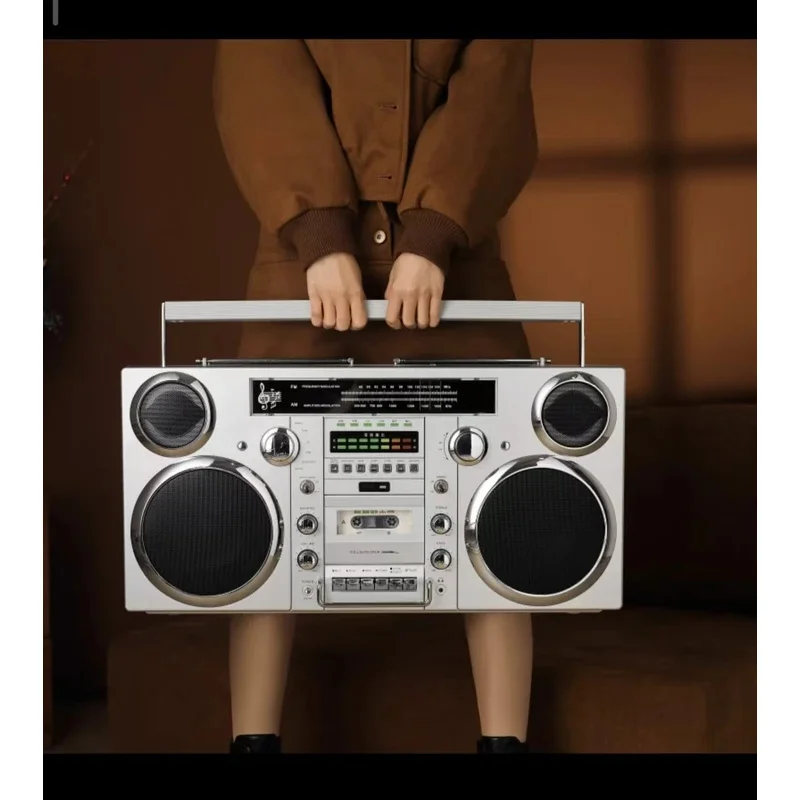 Classic Style Portable Boombox CD Player Cassette Player FM Radio USB Wireless Audio Speaker Silver
Classic Style Portable Boombox CD Player Cassette Player FM Radio USB Wireless Audio Speaker Silver