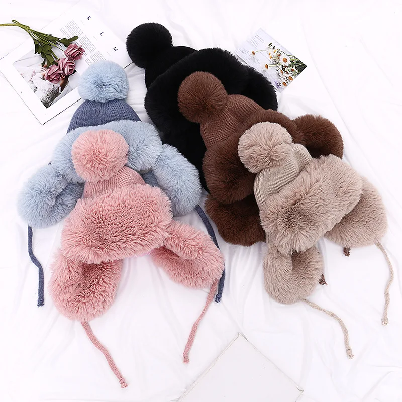 New Knitted Winter Hat for Girls with Cute Pom Pom, Warm and Fluffy, Earflap Beanie Hat
New Knitted Winter Hat for Girls with Cute Pom Pom, Warm and Fluffy, Earflap Beanie Hat