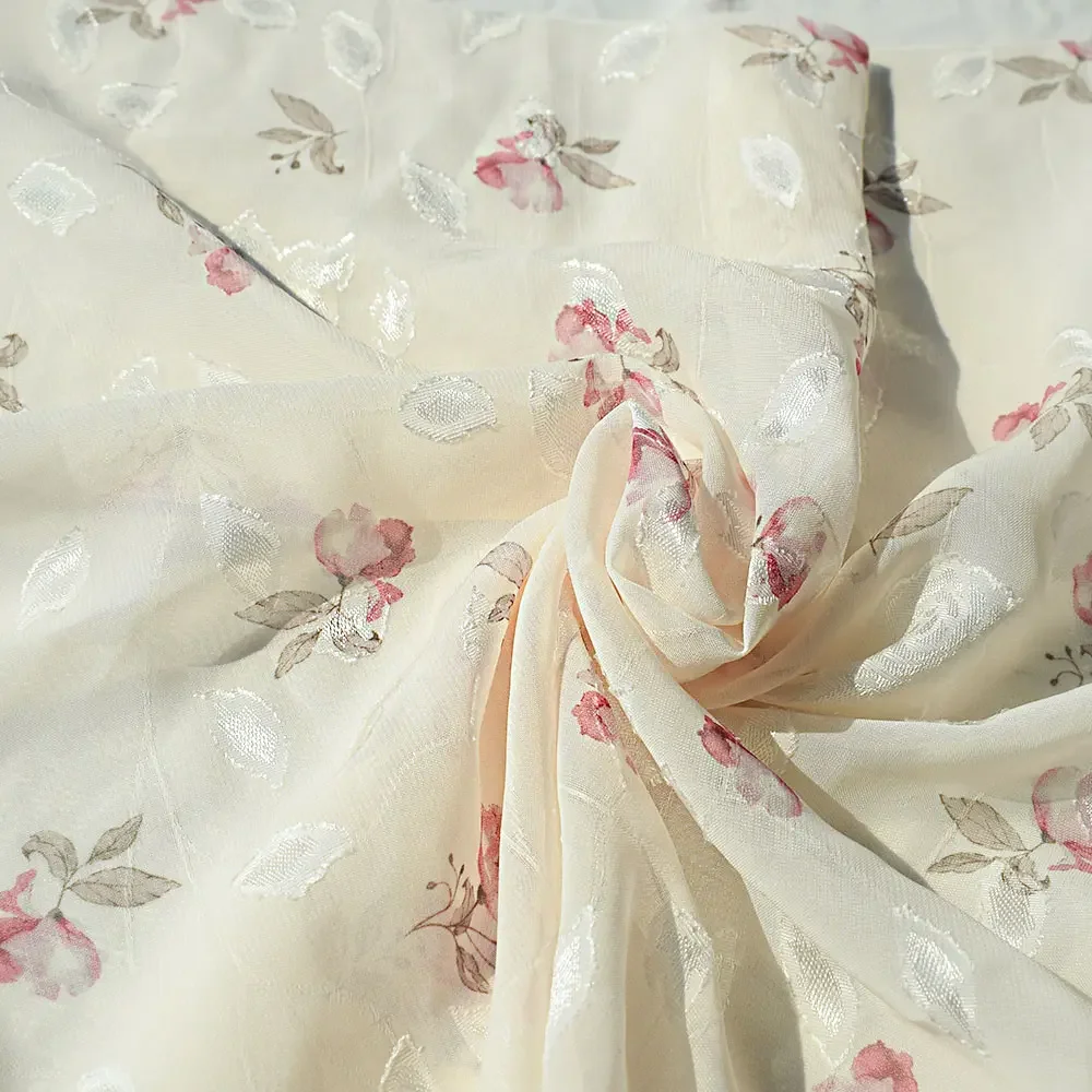 Airy Jacquard Mesh Lace Chiffon Fabric 100% Polyester Soft Sheer Textile For garments
Airy Jacquard Mesh Lace Chiffon Fabric 100% Polyester Soft Sheer Textile For garments