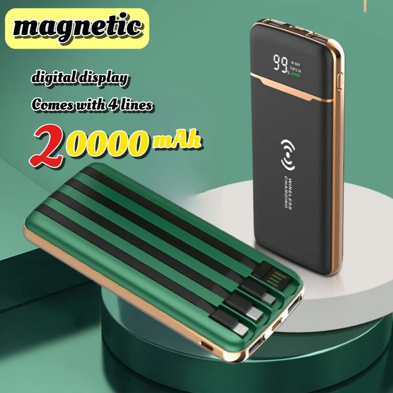 Портативный магнитный блок питания 20000 мАч, запасной аккумулятор большой емкости со встроенным 4 кабелями для IPhone Samsung S23 Huawei Xiaomi
Портативный магнитный блок питания 20000 мАч, запасной аккумулятор большой емкости со встроенным 4 кабелями для IPhone Samsung S23 Huawei Xiaomi