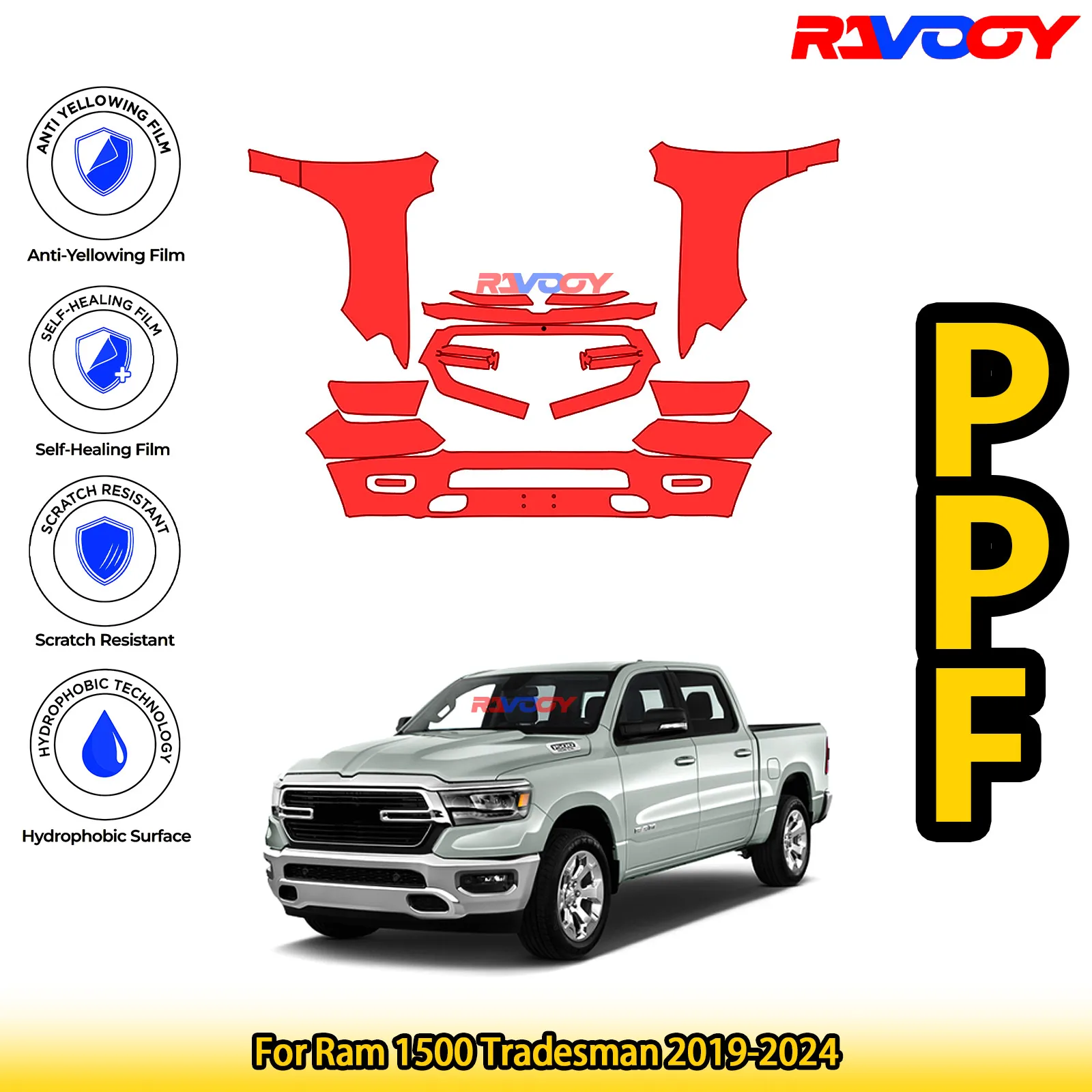 Для Ram 1500 Tradesman 2019-2024 глянцевая матовая черная предварительно вырезанная передняя защитная пленка PPF для защиты от краски
Для Ram 1500 Tradesman 2019-2024 глянцевая матовая черная предварительно вырезанная передняя защитная пленка PPF для защиты от краски