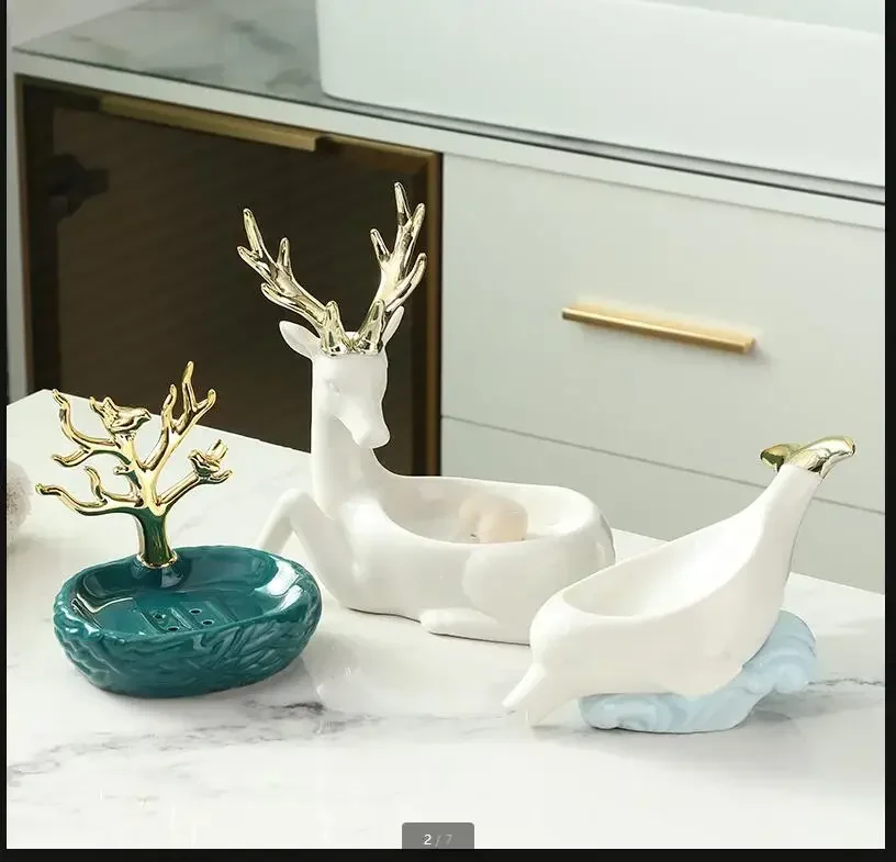 Elk Soap Box Ceramic Deer Soap Dish Drain Boxes Bathroom Supplies Bathroom Accessories Drain Soap Box Decorative Storage Boxes
Elk Soap Box Ceramic Deer Soap Dish Drain Boxes Bathroom Supplies Bathroom Accessories Drain Soap Box Decorative Storage Boxes