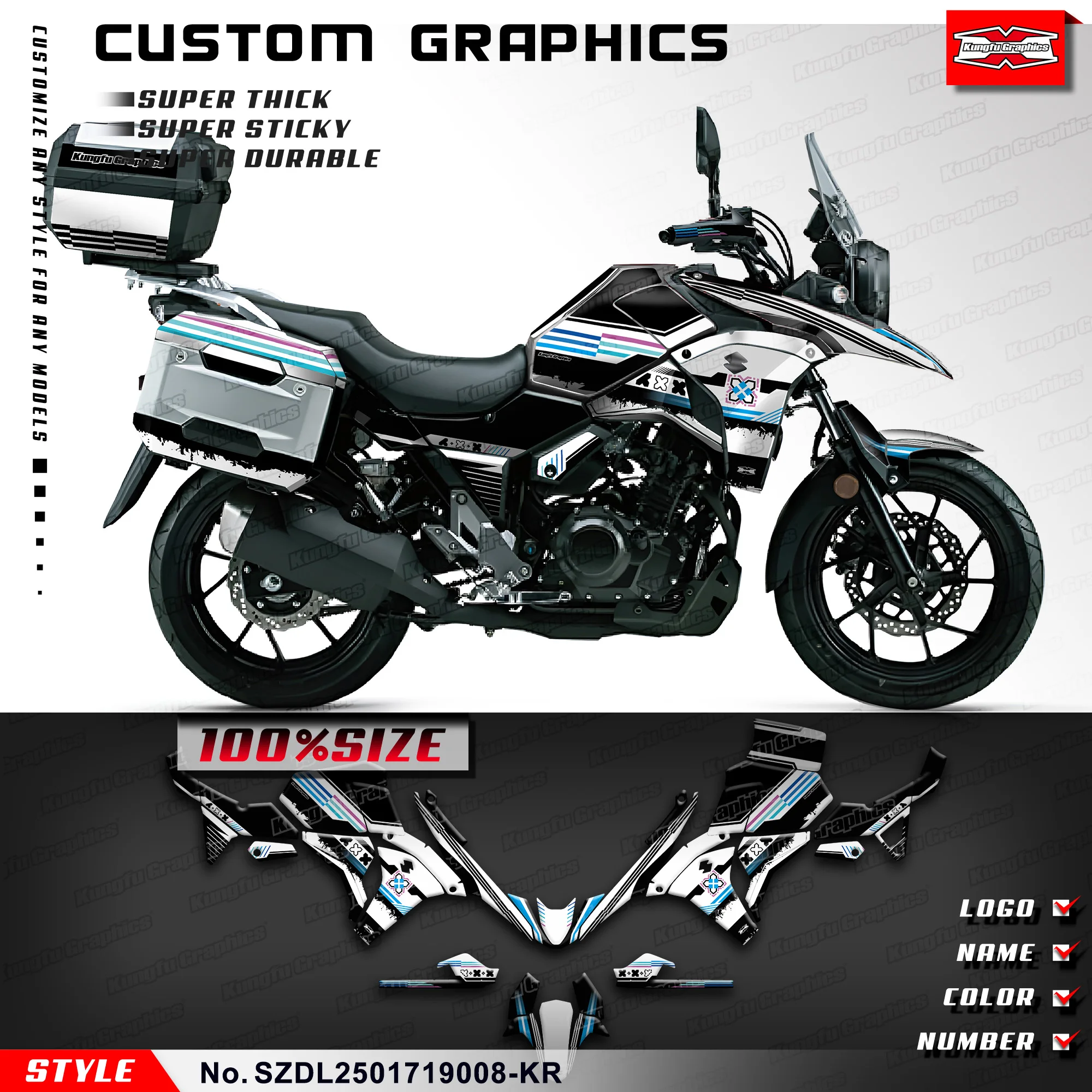 KUNGFU GRAPHICS Motorcycle Graphics Wrap Sticker for Suzuki DL250 V-Strom 2017 2018 2019 20 21 2022 2023 2024, SZDL2501719008-KR
KUNGFU GRAPHICS Motorcycle Graphics Wrap Sticker for Suzuki DL250 V-Strom 2017 2018 2019 20 21 2022 2023 2024, SZDL2501719008-KR