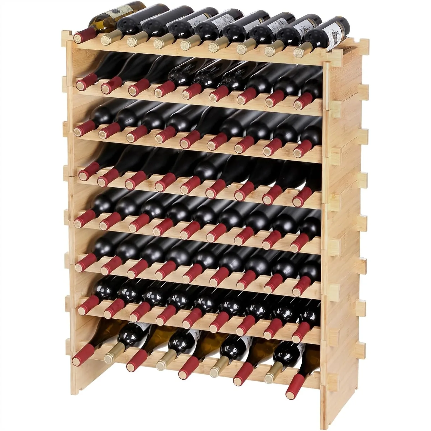 Stackable Wine Rack for 72 Bottles, Freestanding Bamboo Display Shelf with Secure Fit for Kitchens Dining Rooms Cellars Natural
Stackable Wine Rack for 72 Bottles, Freestanding Bamboo Display Shelf with Secure Fit for Kitchens Dining Rooms Cellars Natural