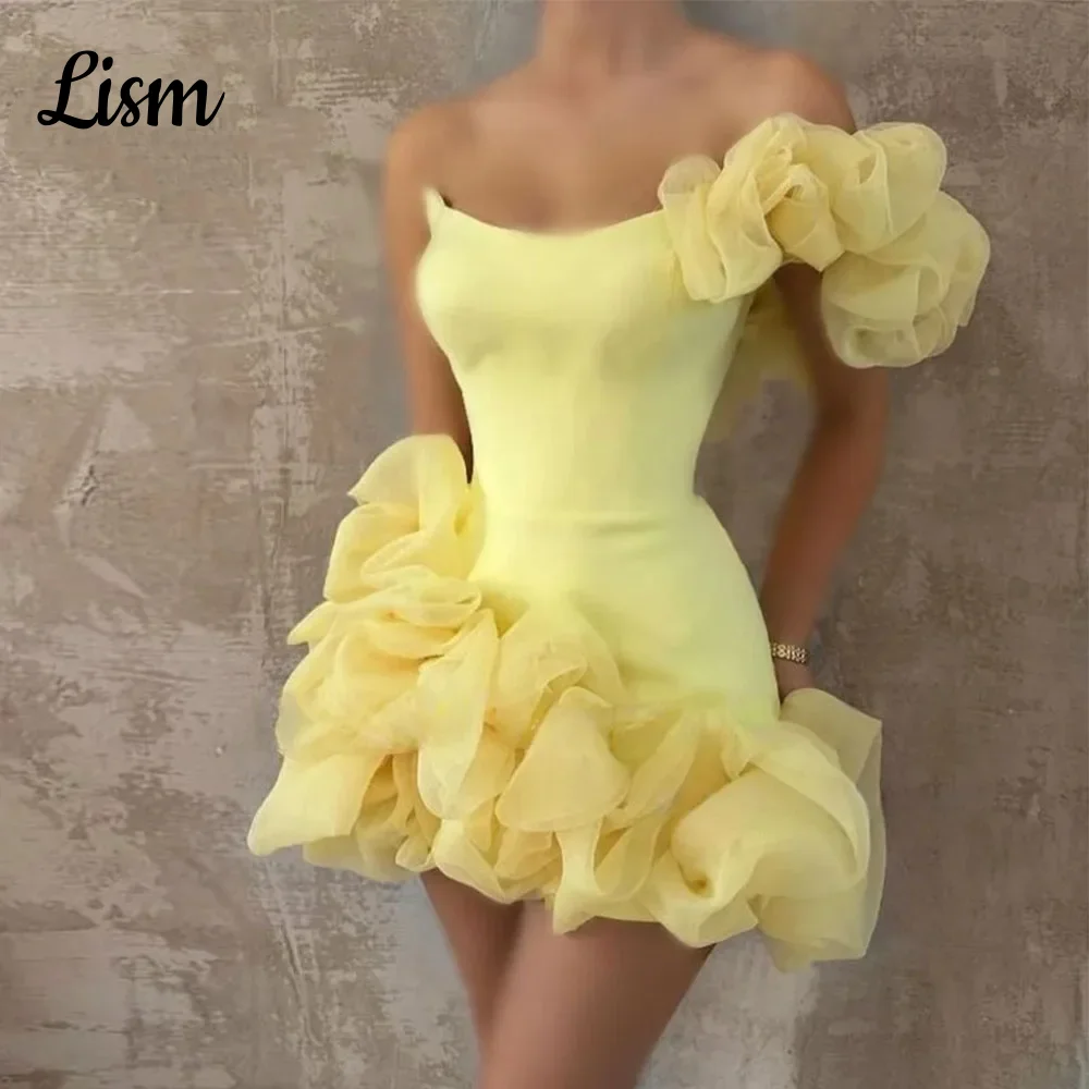 LISM Yellow Mini Prom Gown 3D Elegant Flowers Bodycon Short Party Dress Tiered Women Beaded Cocktail Party Dress Customized
LISM Yellow Mini Prom Gown 3D Elegant Flowers Bodycon Short Party Dress Tiered Women Beaded Cocktail Party Dress Customized