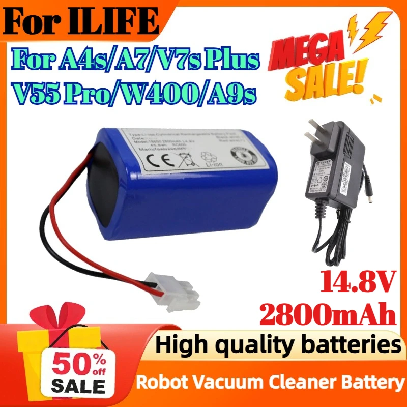 14.8V 2800mAh Li-lion Battery For ILIFE A4s/A7/V7s Plus/V55 Pro/W400/A9s PX-B020 Robot Vacuum Cleaner Batteries
14.8V 2800mAh Li-lion Battery For ILIFE A4s/A7/V7s Plus/V55 Pro/W400/A9s PX-B020 Robot Vacuum Cleaner Batteries