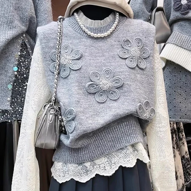 Elegant Three Dimensional Flower Sweater Vest Women Spring Autumn O Neck Knitted Vest Sleeveless Jecket Chaleco Mujer
Elegant Three Dimensional Flower Sweater Vest Women Spring Autumn O Neck Knitted Vest Sleeveless Jecket Chaleco Mujer