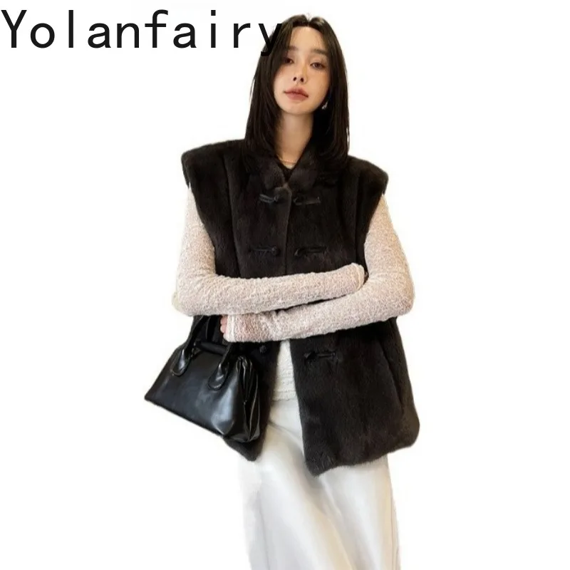 YOLANFAIRY Full Velvet Mink Fur Vest V-neck Real Fur Jackets Frog Button Furry Overcoat Sleeveless Waistcoat Winter Jacket Шуба
YOLANFAIRY Full Velvet Mink Fur Vest V-neck Real Fur Jackets Frog Button Furry Overcoat Sleeveless Waistcoat Winter Jacket Шуба