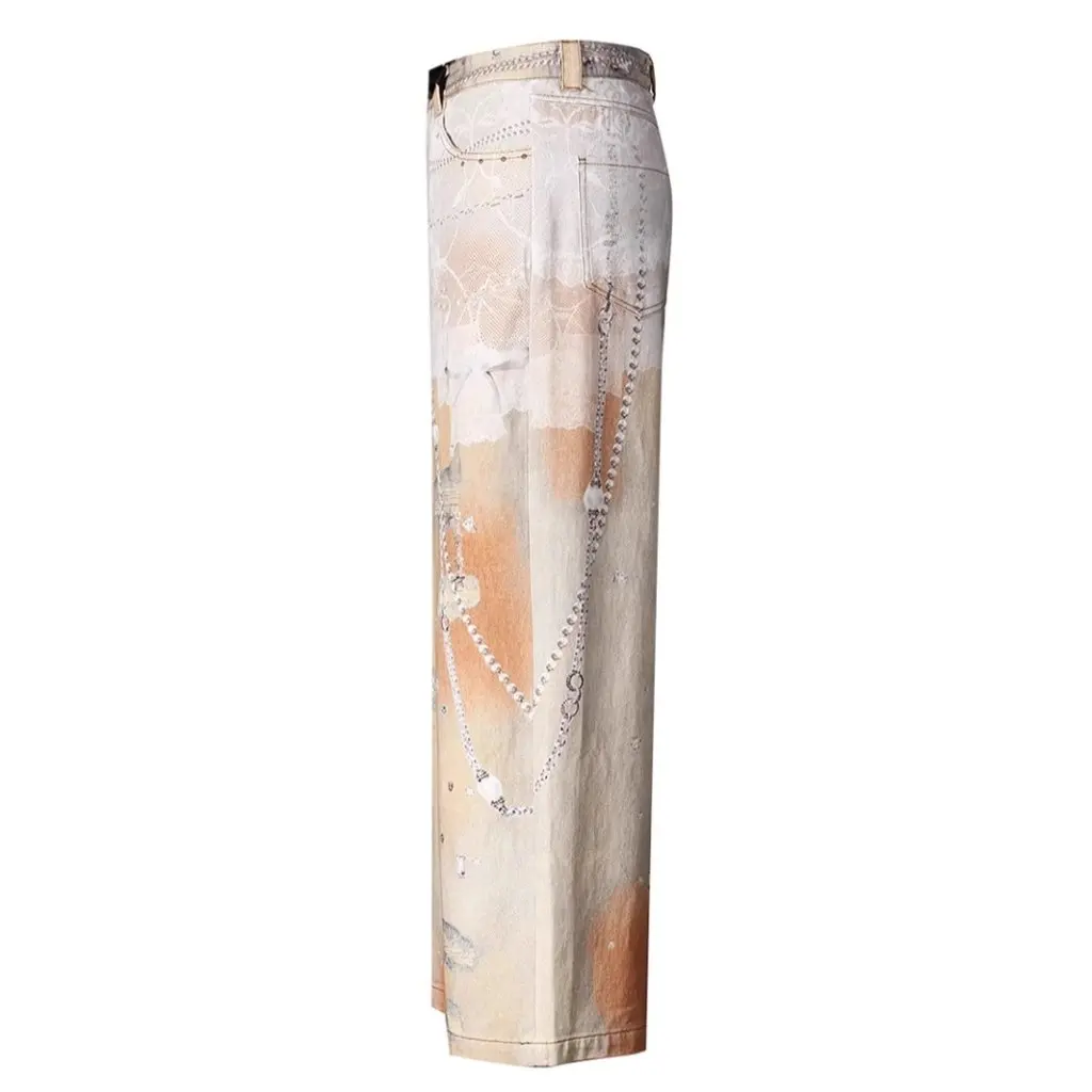 Women's American Style Retro Chain Printed Orange Jeans Summer Loose Wide Leg Pants Dopamine Wear Design Fashionable Trousers
Women's American Style Retro Chain Printed Orange Jeans Summer Loose Wide Leg Pants Dopamine Wear Design Fashionable Trousers