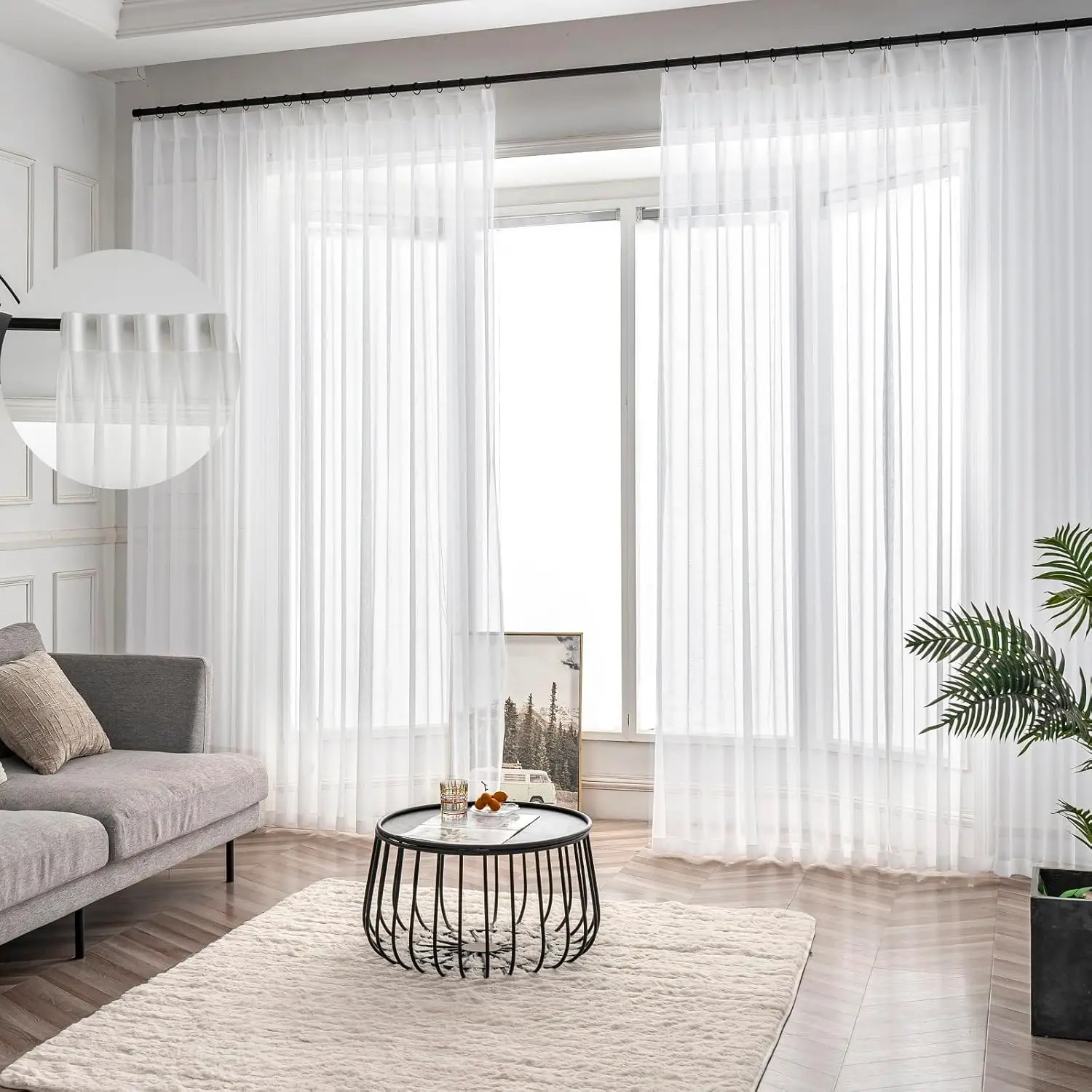 Pinch Pleated Sheer Curtains 96 Inches Long 2 Panels, Textured Linen Look for Living Room, Ivory Drapes with Rings & Hooks &
Pinch Pleated Sheer Curtains 96 Inches Long 2 Panels, Textured Linen Look for Living Room, Ivory Drapes with Rings & Hooks &