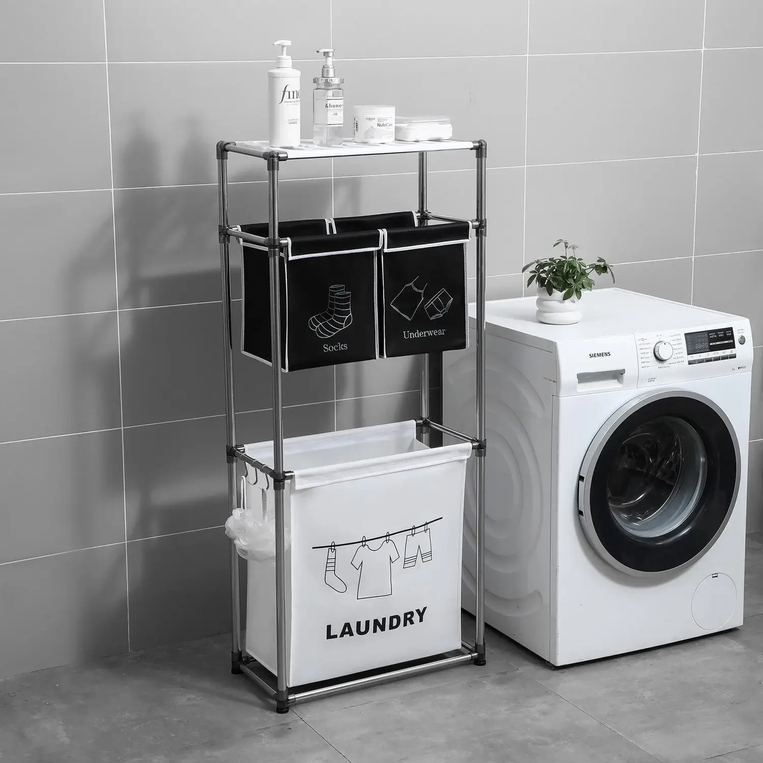 3 Tier Rolling Laundry Sorter with 4 Removable Bags, Wheels and Hooks, Fabric Hamper for Organizing Lights Darks, Waterproof MDF
3 Tier Rolling Laundry Sorter with 4 Removable Bags, Wheels and Hooks, Fabric Hamper for Organizing Lights Darks, Waterproof MDF