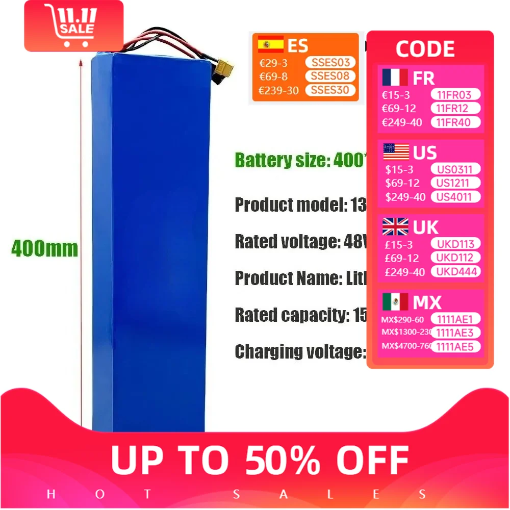 For Kugoo 13S4P 48V 15000mAh Electric Scooter High quality Battery Pack Orders Comes with a Free Charger 48v battery pack
For Kugoo 13S4P 48V 15000mAh Electric Scooter High quality Battery Pack Orders Comes with a Free Charger 48v battery pack