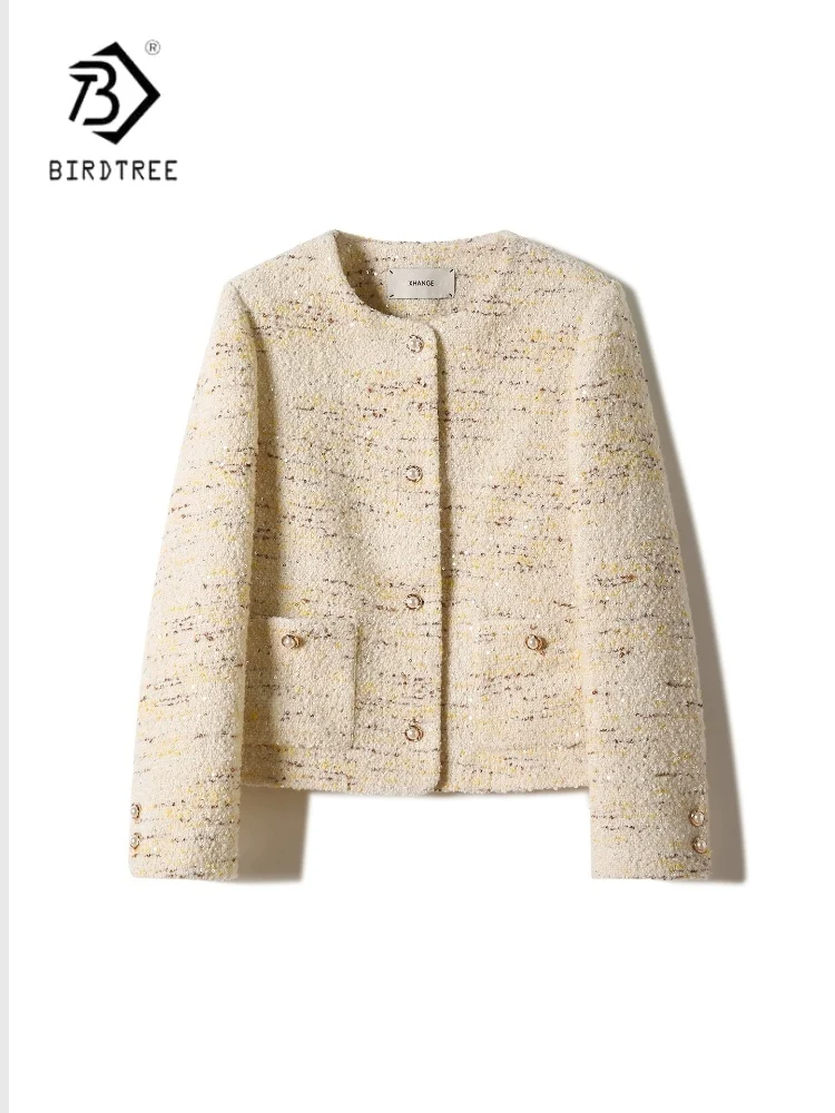 Birdtree 17.9%Sheep Wool Short Overcoat,Woman Wool Blend O-neck Pocket Short Coat,2025 Autumn Winter Commuting Tops T59032JF
Birdtree 17.9%Sheep Wool Short Overcoat,Woman Wool Blend O-neck Pocket Short Coat,2025 Autumn Winter Commuting Tops T59032JF