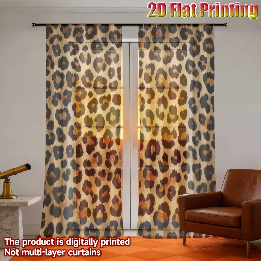 2pcs 2D FLAT Leopard Print Pattern Design Sheer Curtains, Washable Window Drapes, with Rod Pocket Easy to Install
2pcs 2D FLAT Leopard Print Pattern Design Sheer Curtains, Washable Window Drapes, with Rod Pocket Easy to Install