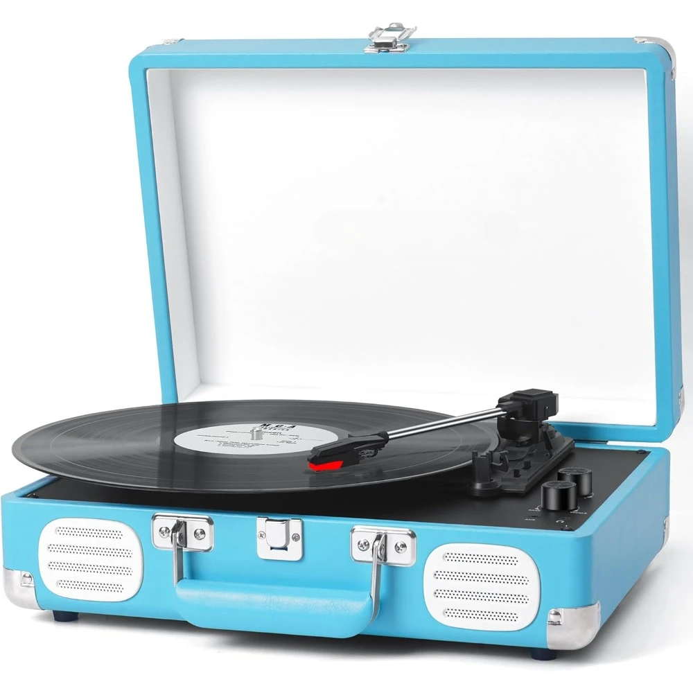 3-Speed Bluetooth Portable Suitcase Vinyl Phonograph, Belt-Driven, Built-in Bass & Spkrs, AUX-in, RCA Out, HP Jack, LP Player
3-Speed Bluetooth Portable Suitcase Vinyl Phonograph, Belt-Driven, Built-in Bass & Spkrs, AUX-in, RCA Out, HP Jack, LP Player