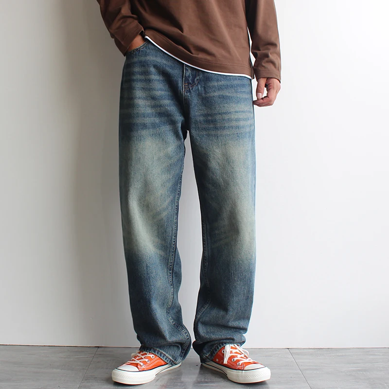 Autumn Vintage Wash Men's Jeans American Style Straight Leg Loose Fit Large Size Wide Leg Trendy Casual Denim Pants for Fall 
Autumn Vintage Wash Men's Jeans American Style Straight Leg Loose Fit Large Size Wide Leg Trendy Casual Denim Pants for Fall