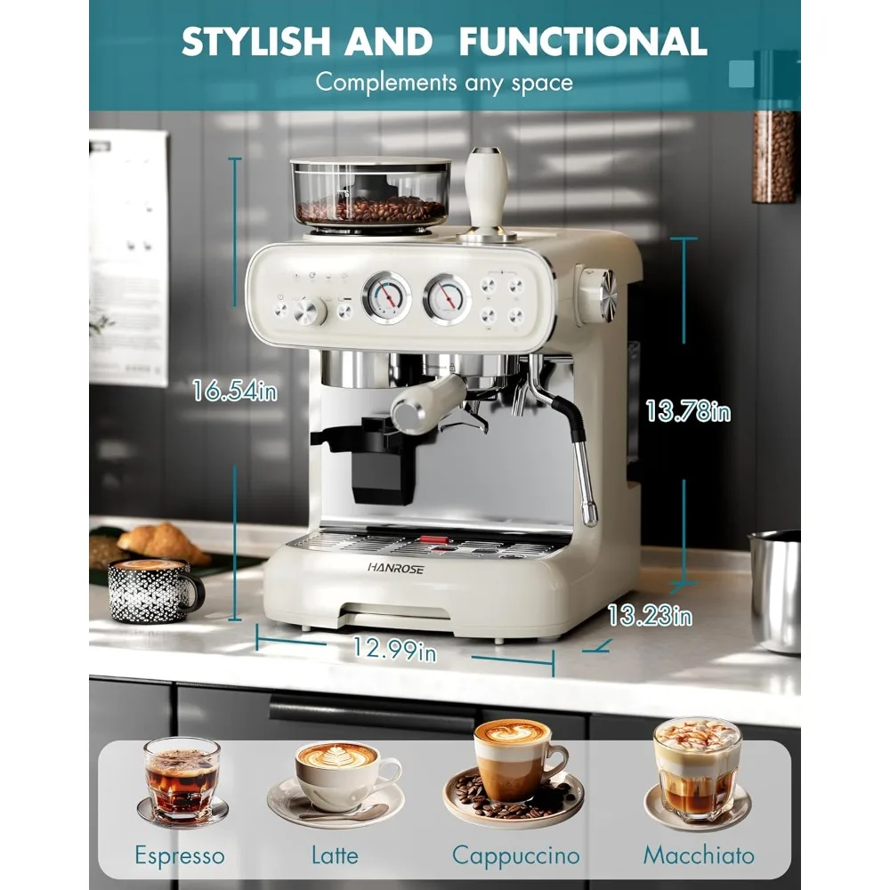 Espresso Machine With Grinder, 20 Bar Espresso Machine with Milk Frother Steam Wand, Espresso Machines for Home
Espresso Machine With Grinder, 20 Bar Espresso Machine with Milk Frother Steam Wand, Espresso Machines for Home