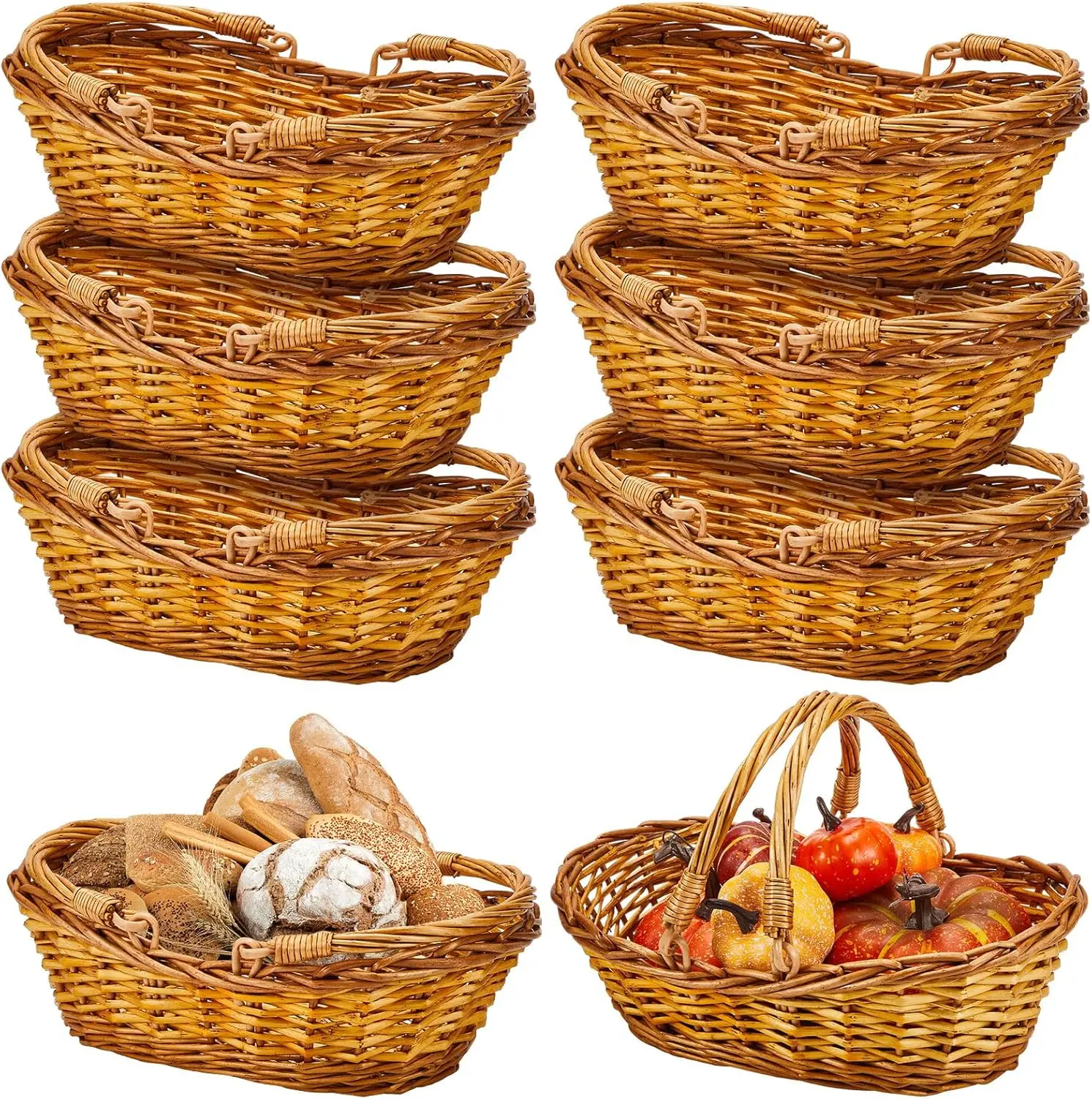 6-Piece Wicker Picnic Basket with Handle, Oval Willow Storage for Organizing Fruit, Eggs, and Gifts
6-Piece Wicker Picnic Basket with Handle, Oval Willow Storage for Organizing Fruit, Eggs, and Gifts