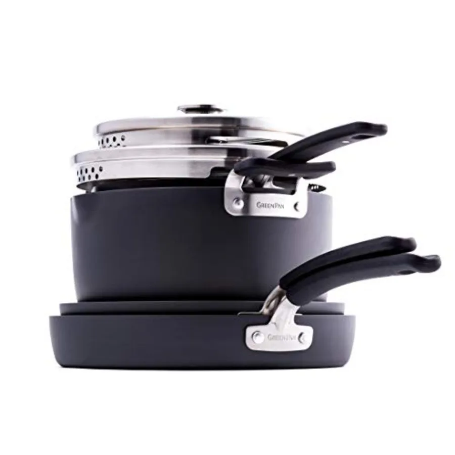 Levels Stackable Hard Anodized Healthy Ceramic Nonstick 6 Piece Cookware Pots and Pans Set PFAS-Free Dishwasher Safe Black
Levels Stackable Hard Anodized Healthy Ceramic Nonstick 6 Piece Cookware Pots and Pans Set PFAS-Free Dishwasher Safe Black