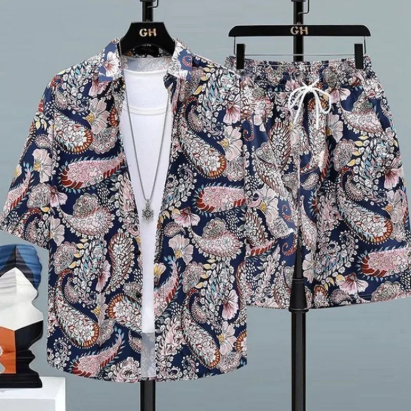 Men Summer Travel Shirt Set Ice Silk Short Sleeve Floral Shirt Handsome Casual Beach Vacation Shorts
Men Summer Travel Shirt Set Ice Silk Short Sleeve Floral Shirt Handsome Casual Beach Vacation Shorts