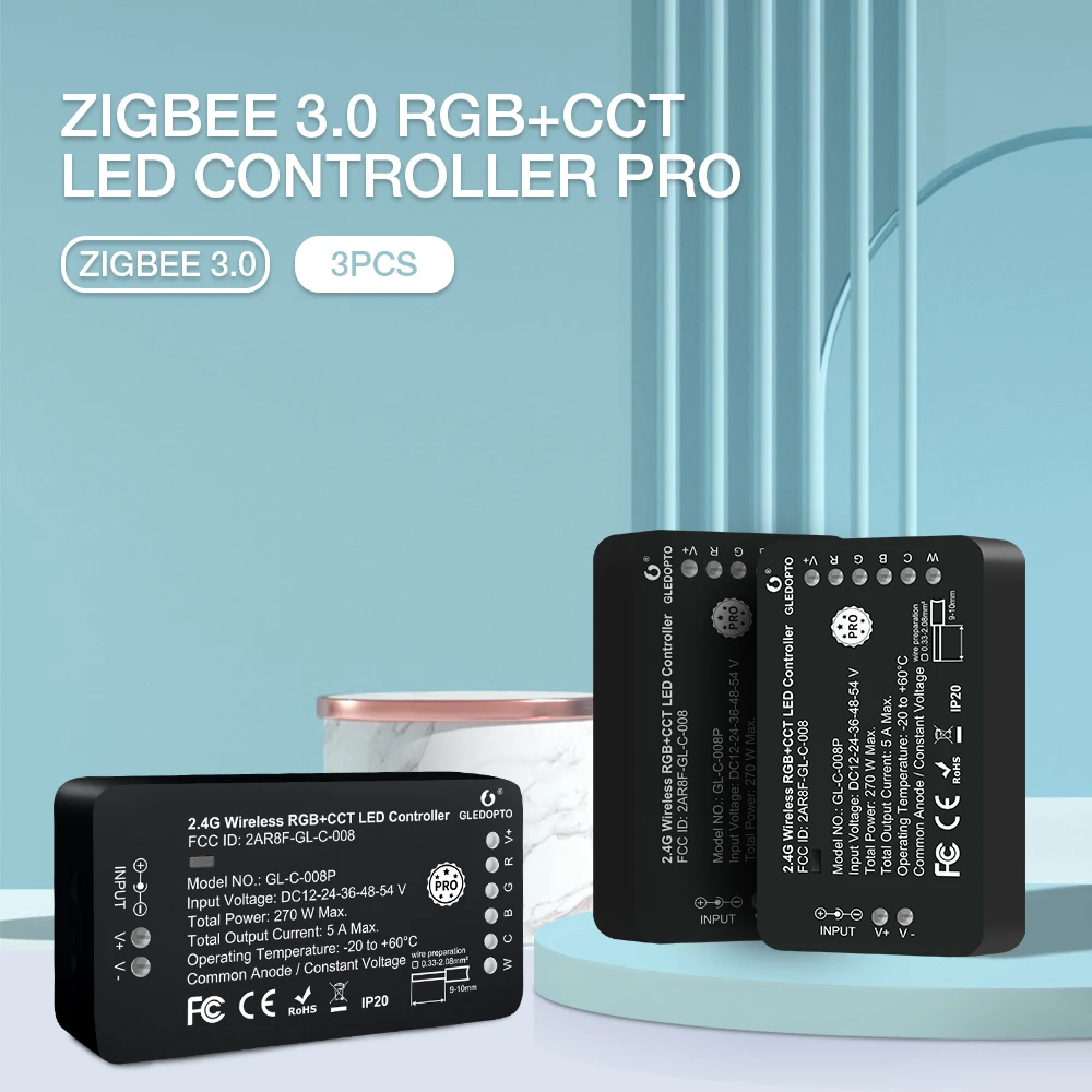 3PCS DC12-54V Gledopto Zigbee 3.0 Warm White Cold White RGB LED Controller Pro For Indoor Lighting Kitchen Cabinet Light Ceiling
3PCS DC12-54V Gledopto Zigbee 3.0 Warm White Cold White RGB LED Controller Pro For Indoor Lighting Kitchen Cabinet Light Ceiling