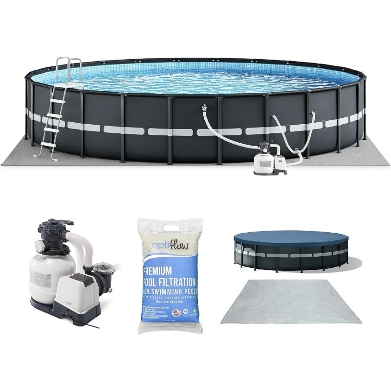 Above Ground Swimming Pool Set,24' x 52" Round Frame Bundled with 2 Pack OptiFlow Premium Pure Silica Filter Pool Sand,50 lb Bag
Above Ground Swimming Pool Set,24' x 52" Round Frame Bundled with 2 Pack OptiFlow Premium Pure Silica Filter Pool Sand,50 lb Bag