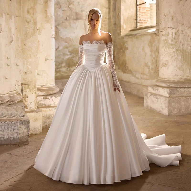 Eightree Princess A-Line Wedding Dresses Strapless Lace Gloves Backless Bridal Dress Formal Wedding Ball Prom Gowns Customized
Eightree Princess A-Line Wedding Dresses Strapless Lace Gloves Backless Bridal Dress Formal Wedding Ball Prom Gowns Customized