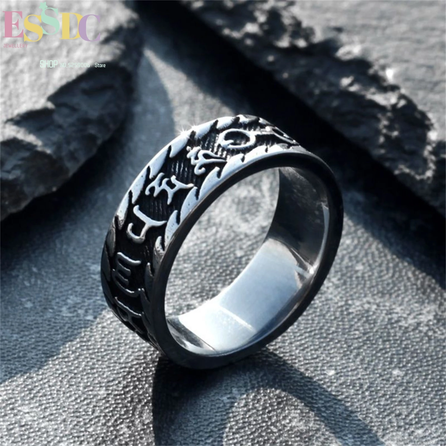 Кольцо с шестью мантрами на санскрите из титановой стали для мужчин, винтажное, в стиле хип-хоп, регулируемое, минималистичное, уличное украшение
Кольцо с шестью мантрами на санскрите из титановой стали для мужчин, винтажное, в стиле хип-хоп, регулируемое, минималистичное, уличное украшение