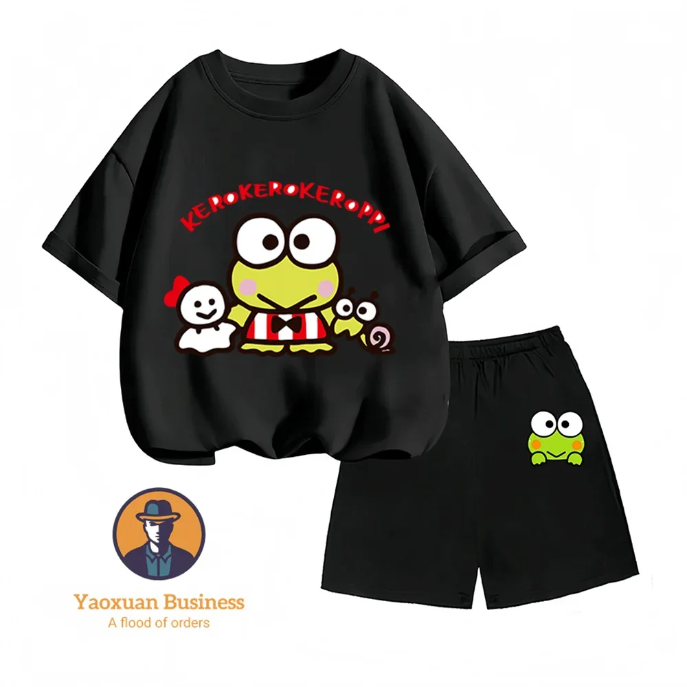 High Quality Pure Cotton KeroKero Keroppi Round Neck Two Piece Set Summer Casual Hot Sale Apparel
High Quality Pure Cotton KeroKero Keroppi Round Neck Two Piece Set Summer Casual Hot Sale Apparel