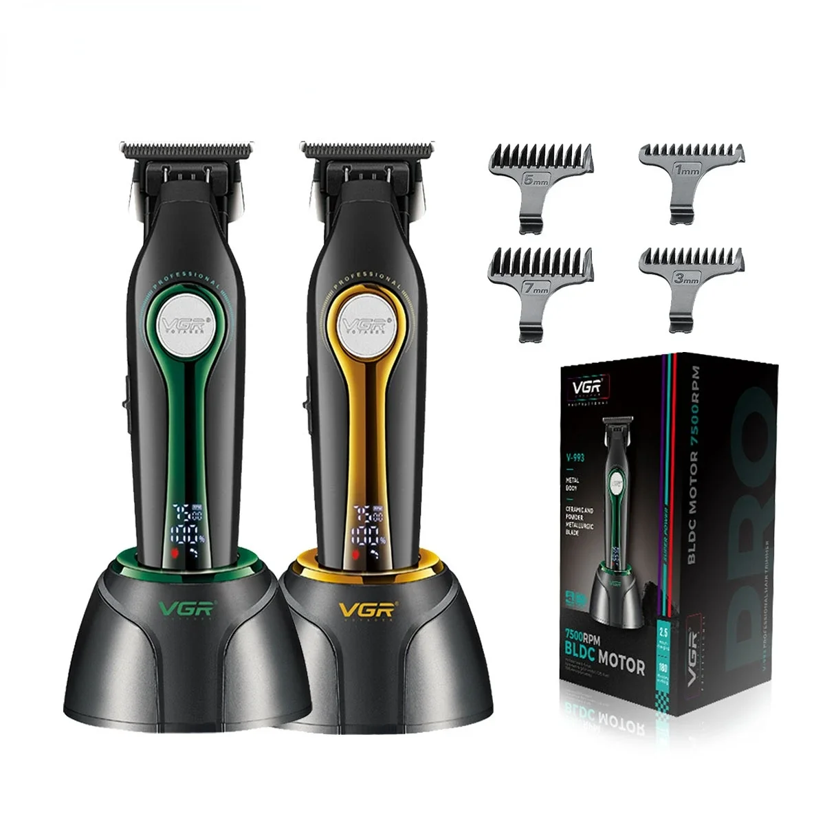 VGR Hair Clipper Electric Trimmers Rechargeable Barber Clippers Charging Base Hair Cutting Machine Metal Hair Clippers Men V-993
VGR Hair Clipper Electric Trimmers Rechargeable Barber Clippers Charging Base Hair Cutting Machine Metal Hair Clippers Men V-993