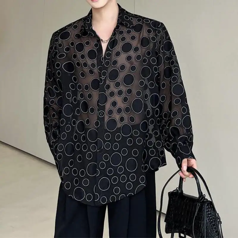 Nightclub Black Transparent Sexy Shrits For Mens Korean Style Fashionable See Through Summer Stylish Clothing Oversize Blouse
Nightclub Black Transparent Sexy Shrits For Mens Korean Style Fashionable See Through Summer Stylish Clothing Oversize Blouse