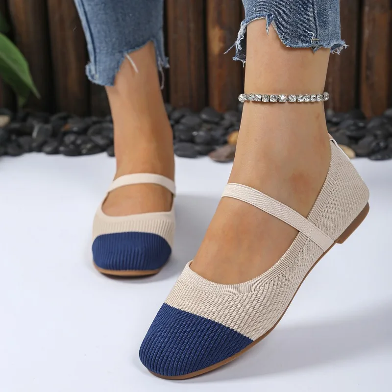 Женские вязаные балетки на плоской подошве, новые летние повседневные дышащие туфли на плоской подошве с квадратным носком, женские удобные прогулочные туфли для вождения 
Женские вязаные балетки на плоской подошве, новые летние повседневные дышащие туфли на плоской подошве с квадратным носком, женские удобные прогулочные туфли для вождения