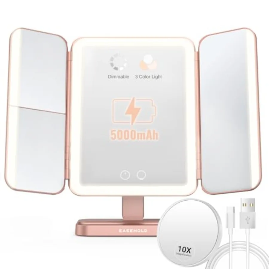 Rechargable Makeup Mirror Vanity Mirror with Lights, 5000Mah and USB Cable, 112 LEDs Lighted Trifold Mirror with 1X 2X 3X 10X M
Rechargable Makeup Mirror Vanity Mirror with Lights, 5000Mah and USB Cable, 112 LEDs Lighted Trifold Mirror with 1X 2X 3X 10X M