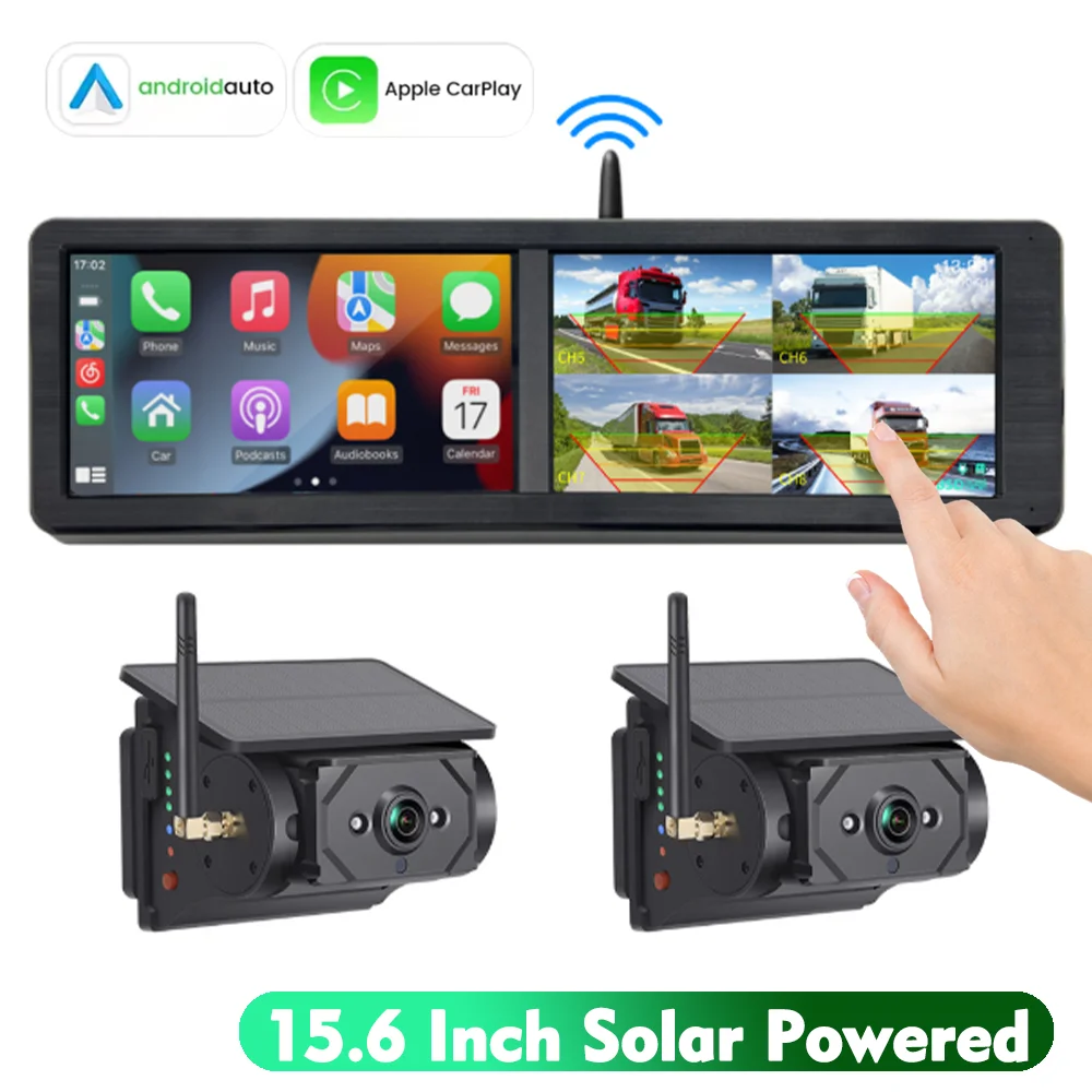 15.6 Inch Carplay Wireless DVR Recorder Touch Monitor 2CH Solar Magnet Wireles Android Auto Rear View Camera For Truck Trailer
15.6 Inch Carplay Wireless DVR Recorder Touch Monitor 2CH Solar Magnet Wireles Android Auto Rear View Camera For Truck Trailer