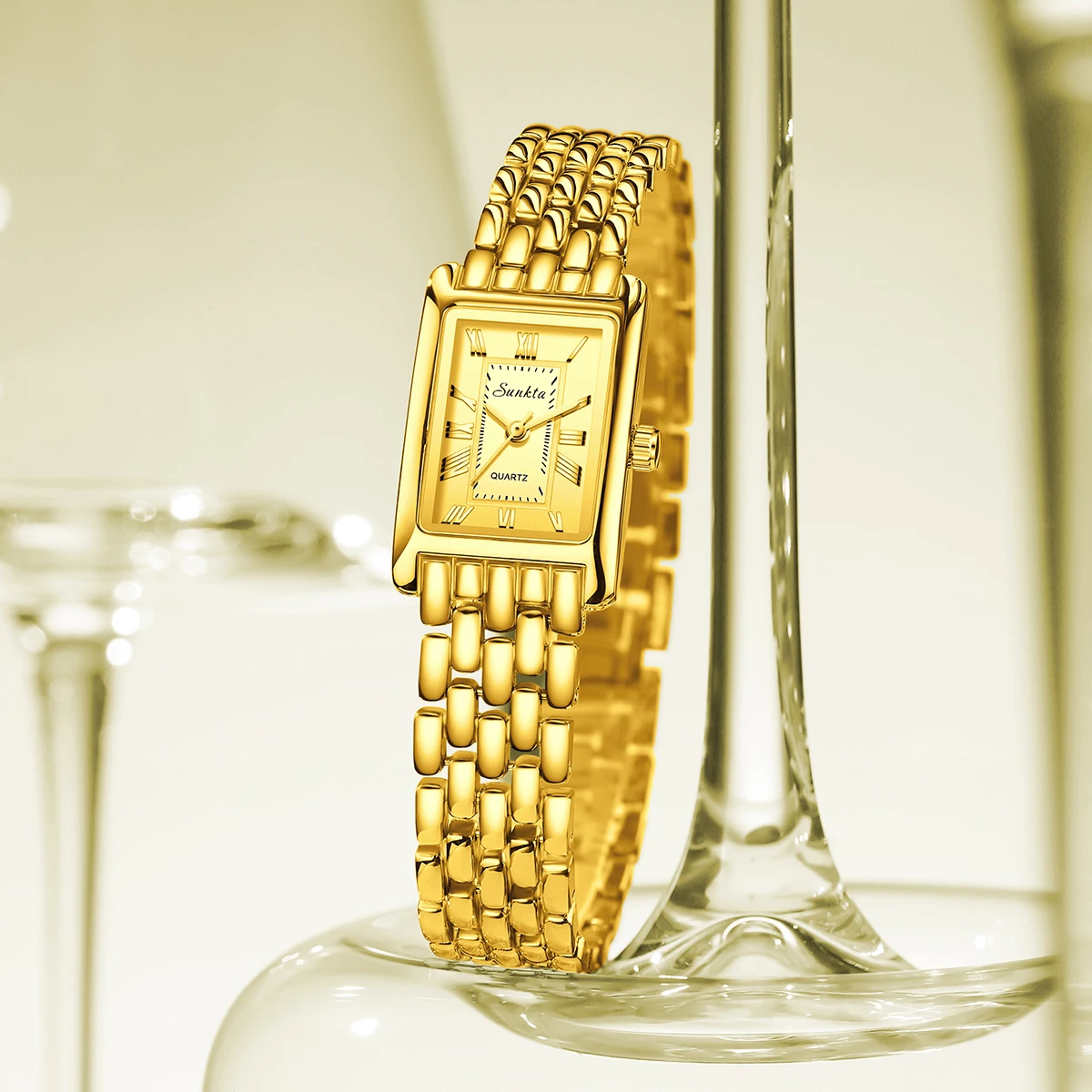 Sunkta Luxury Women's Watches Fashion Ladies Square Casual Golden Quartz Watch Solid Stainless Steel Rectangle Girls Wristwatch
Sunkta Luxury Women's Watches Fashion Ladies Square Casual Golden Quartz Watch Solid Stainless Steel Rectangle Girls Wristwatch