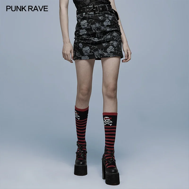 PUNK RAVE Women's Goth Abstract Skull Printting Skirt Punk Daily Casual Club Slim-fitting Mini Skirts with Removable Waist Belt
PUNK RAVE Women's Goth Abstract Skull Printting Skirt Punk Daily Casual Club Slim-fitting Mini Skirts with Removable Waist Belt