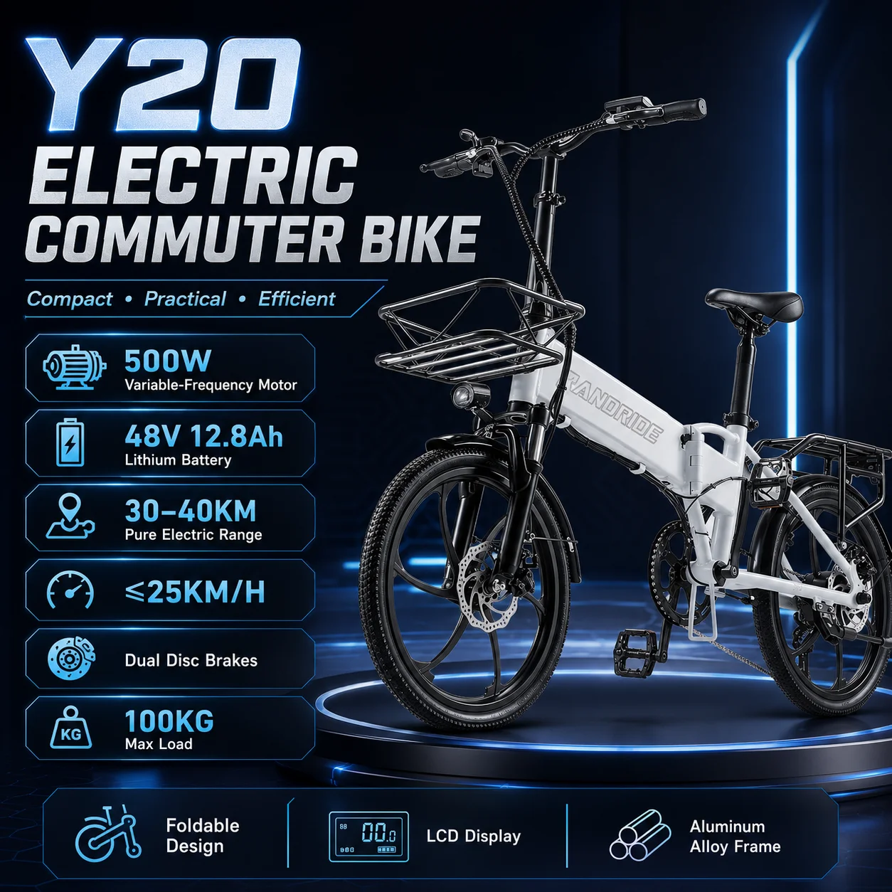 Y20 Urban Commuter Electric Bicycle 500W High-Speed Motor 48V 12.8Ah Battery 26×1.95 Tires Dual Disc Brakes and LCD Meter
Y20 Urban Commuter Electric Bicycle 500W High-Speed Motor 48V 12.8Ah Battery 26×1.95 Tires Dual Disc Brakes and LCD Meter