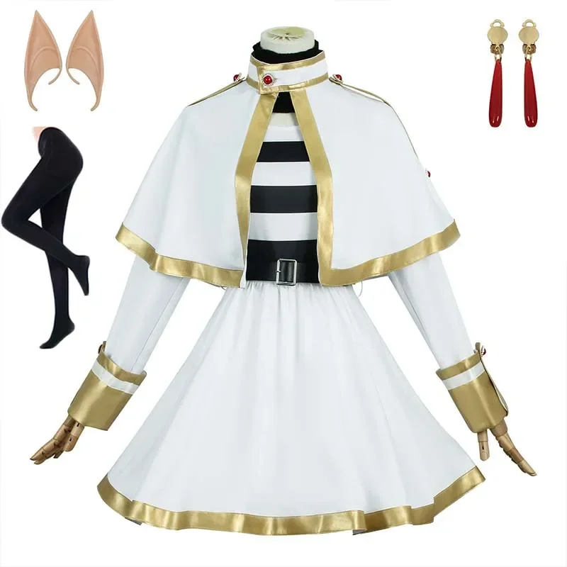 Anime Cosplay Elf Dress Frieren Cosplay Costume Full Set White Cape Skirt Uniform with Pantyhose Ears for Halloween Party*.1
Anime Cosplay Elf Dress Frieren Cosplay Costume Full Set White Cape Skirt Uniform with Pantyhose Ears for Halloween Party*.1
