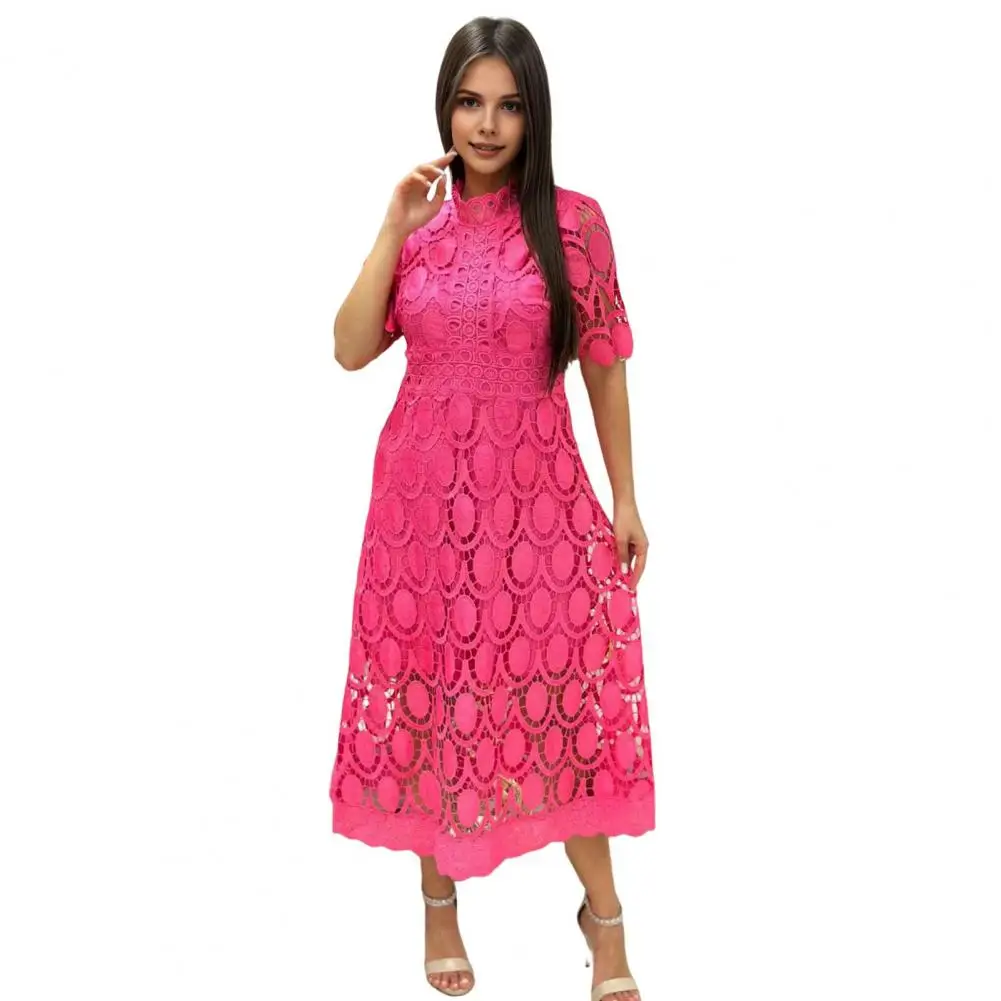 Summer Women Midi Dress Stand Collar for Formal Occasions Parties Double-layered Design Dress
Summer Women Midi Dress Stand Collar for Formal Occasions Parties Double-layered Design Dress