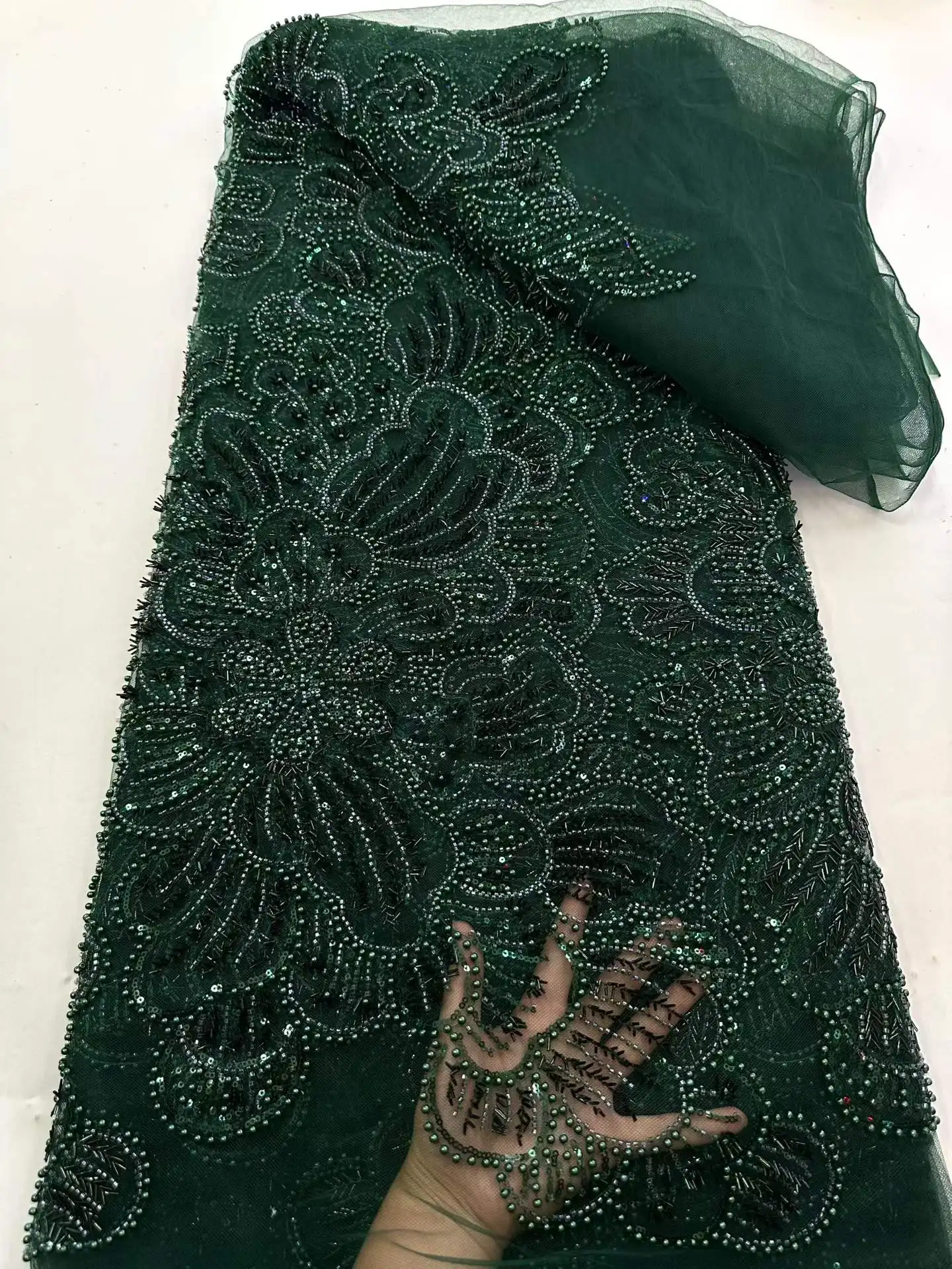 New Green Latest Africa Embroidered Tulle Net Fabric Luxury Beads High Quality Luxury Sequins Evening Party Dress Sewing
New Green Latest Africa Embroidered Tulle Net Fabric Luxury Beads High Quality Luxury Sequins Evening Party Dress Sewing