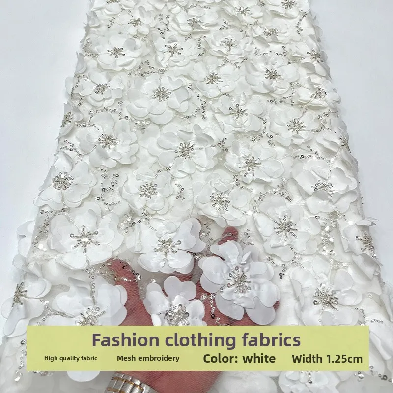 Mesh Sequin Beaded 3D Flower Embroidery Fabric for Wedding Dress Decoration Clothing Diy Cloth By The Yard Sewing Material
Mesh Sequin Beaded 3D Flower Embroidery Fabric for Wedding Dress Decoration Clothing Diy Cloth By The Yard Sewing Material