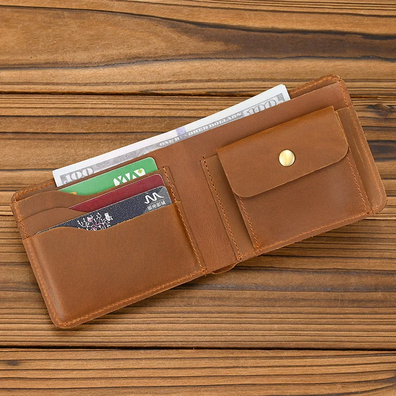 Vintage leather wallet men's short crazy horse leather 2 fold horizontal card holder large capacity and multi-function
Vintage leather wallet men's short crazy horse leather 2 fold horizontal card holder large capacity and multi-function