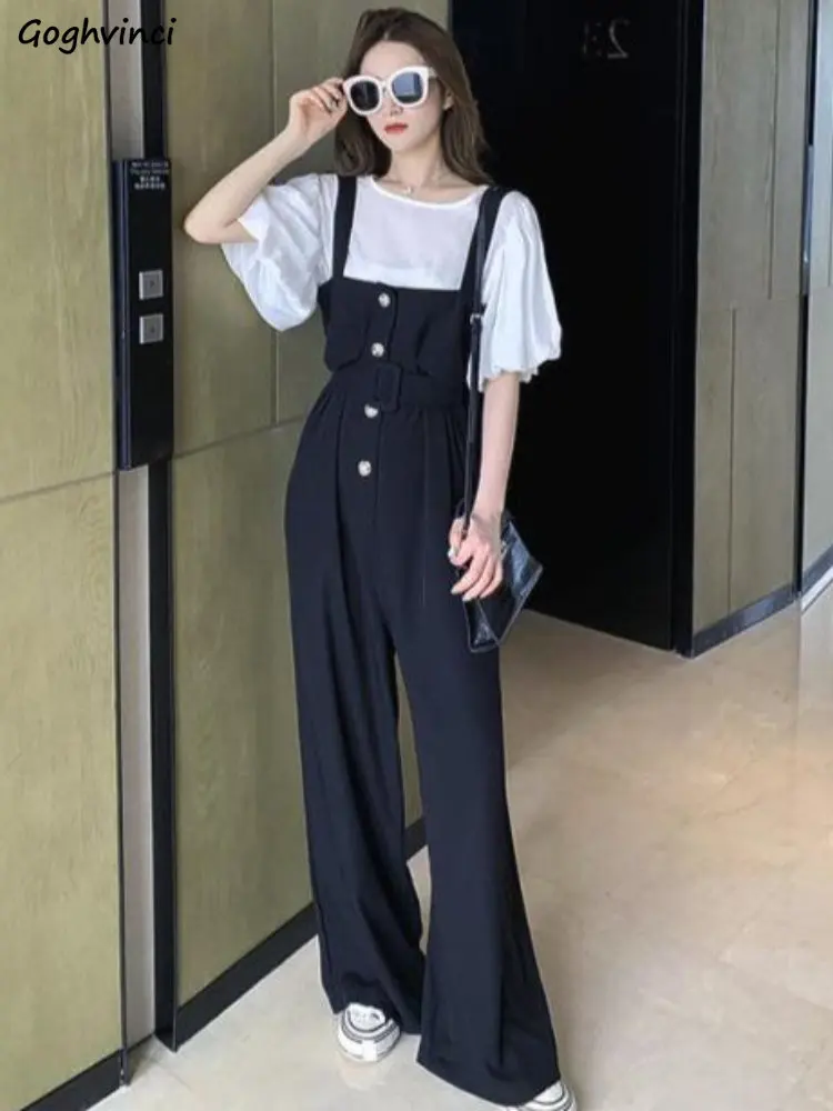 Jumpsuits Women Solid Casual Korean Style Fashion Simple Wide Leg Summer All-match Chic Fit Design Belt Charming Daily Elegant
Jumpsuits Women Solid Casual Korean Style Fashion Simple Wide Leg Summer All-match Chic Fit Design Belt Charming Daily Elegant