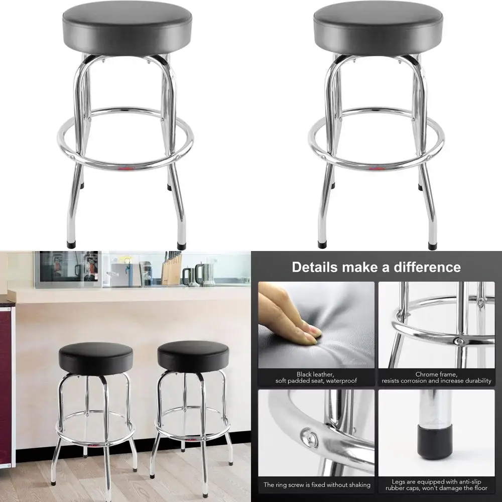 29-дюймовый поворотный барный стул с черным мягким сиденьем, хромированное основание, выдерживает до 136 кг, идеально подходит для кухни или домашнего бара
29-дюймовый поворотный барный стул с черным мягким сиденьем, хромированное основание, выдерживает до 136 кг, идеально подходит для кухни или домашнего бара