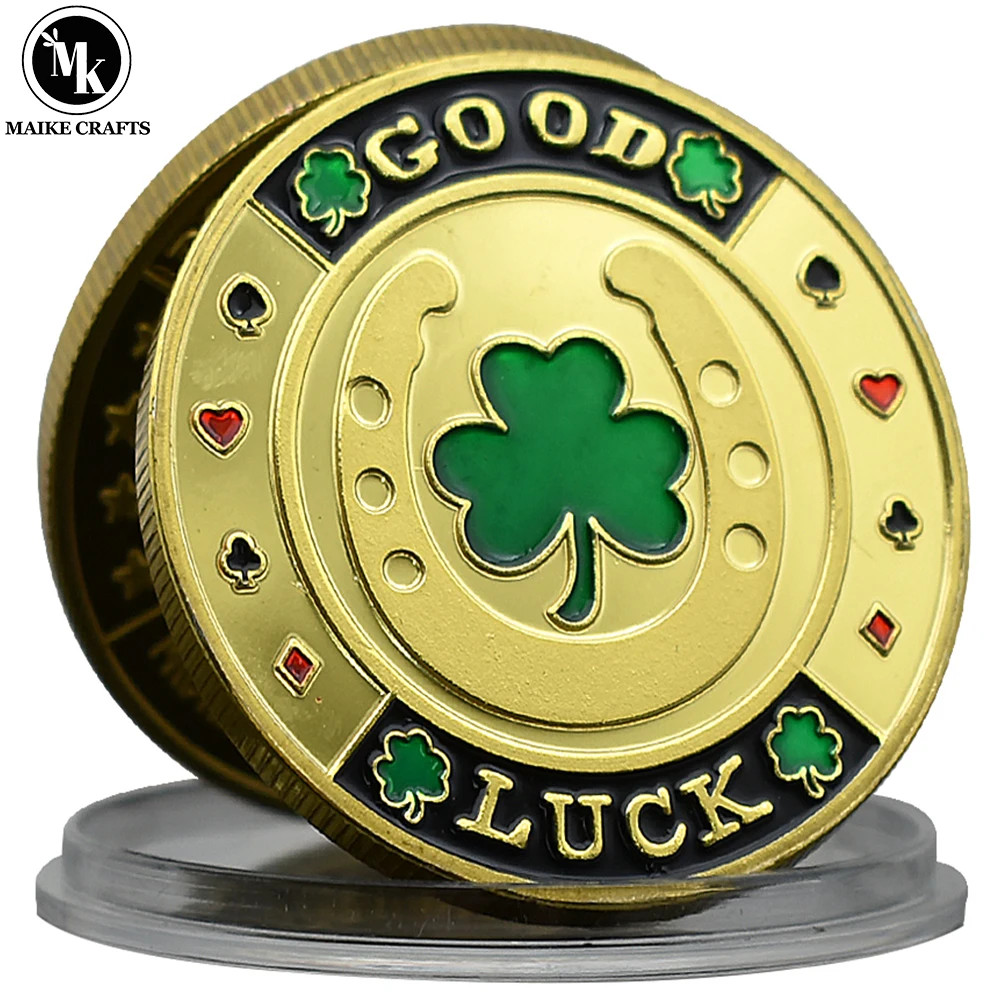 Casino Poker Clover Challenge Coin Gold Plated Card Presser Metal Lucky Coin Collection Gift
Casino Poker Clover Challenge Coin Gold Plated Card Presser Metal Lucky Coin Collection Gift