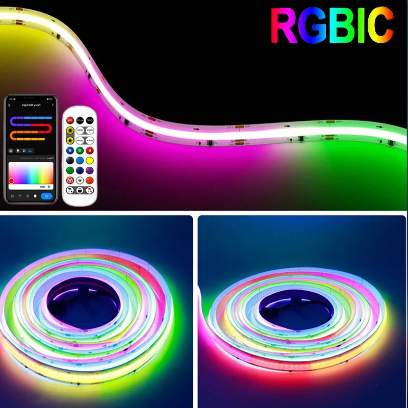 24V Dreamcolor RGBIC COB LED Strip Light Dimmable RGB Tape Remote/Bluetooth/Wifi Control Flexible Ribbon with EU US UK AU Plug
24V Dreamcolor RGBIC COB LED Strip Light Dimmable RGB Tape Remote/Bluetooth/Wifi Control Flexible Ribbon with EU US UK AU Plug