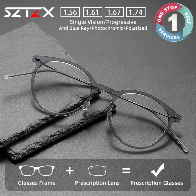 SZTZX Ultralight Retro Screwless Prescription Glasses Anti Blue Light Acetate Frame Titanium Temple Progressive Myopia Eyewear
SZTZX Ultralight Retro Screwless Prescription Glasses Anti Blue Light Acetate Frame Titanium Temple Progressive Myopia Eyewear